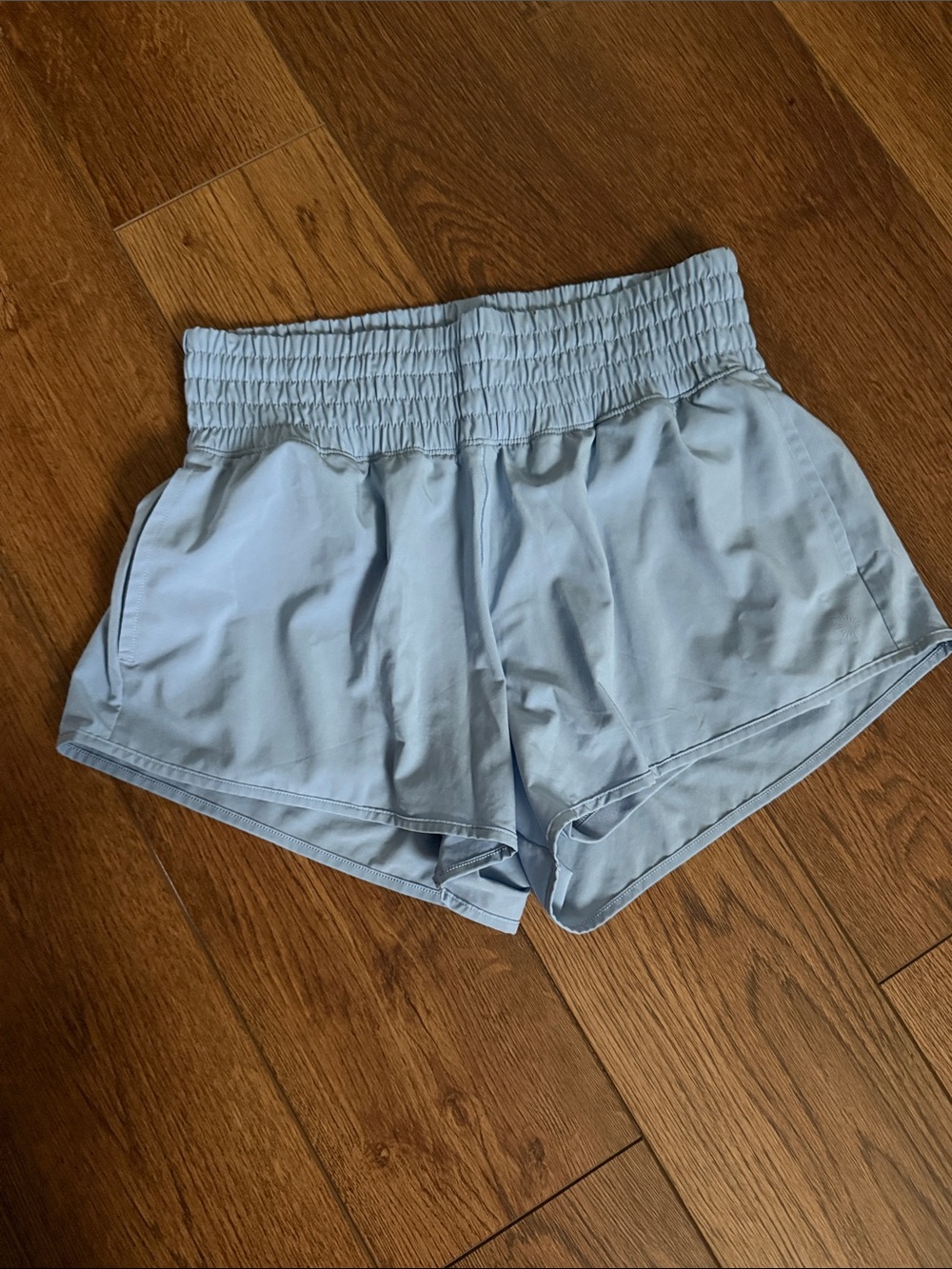 aerie Pale Blue Smocked-Waist Athletic Shorts